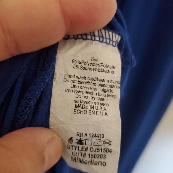 Janette Fashion Fake Wrap Blue Faux Wrap Jersey Knit Maxi Dress 3/4 Sleeve Med - Picture 12 of 16